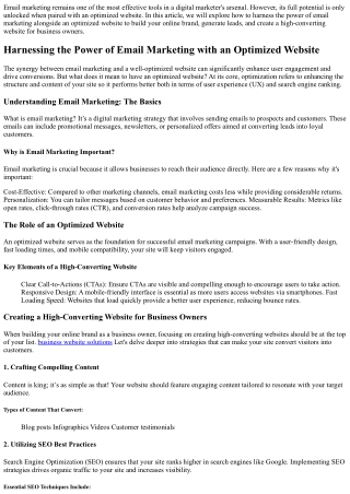 Harnessing the Power of Email Marketing with an Optimized Website