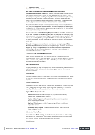 How to Maximize Earnings with Affiliate Marketing Programs in India