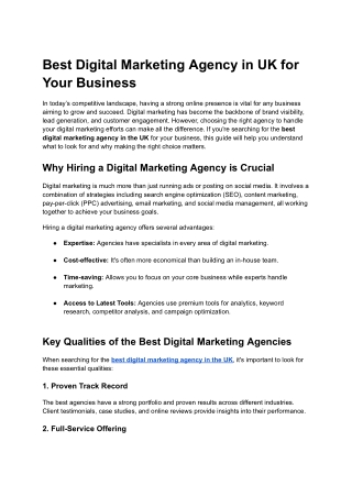 Best Digital Marketing Agency in UK for Your Business