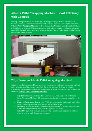 Atlanta Pallet Wrapping Machine