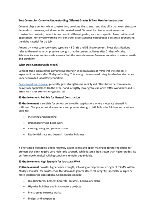 Best Cement for Concrete Mix Design: How to Get the Perfect Proportion