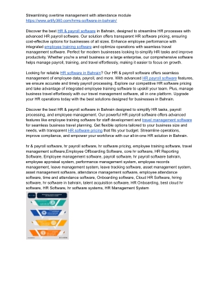 Instant HR Software Pricing Bahrain