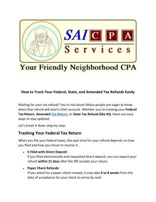 How to Track Your Federal, State, and Amended Tax Refunds Easily