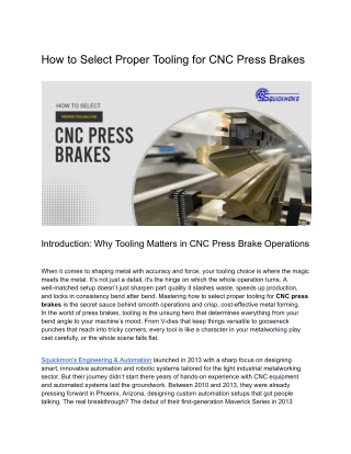 The Ultimate Guide to Selecting the Right Tooling for CNC Press Brakes