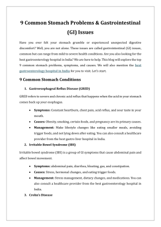 9 Common Stomach Problems & Gastrointestinal (GI) Issues