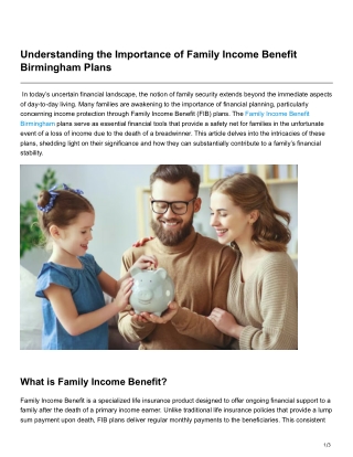 Understanding the Importance of Family Income Benefit Birmingham Plans