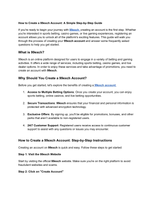 How to Create a 99exch Account: Step-by-Step Guide for Easy Registration