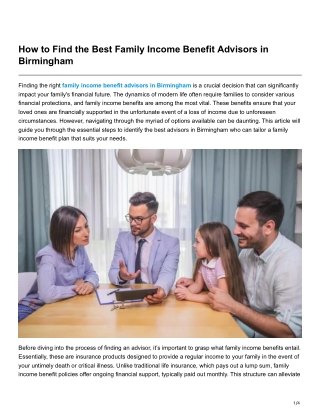 How to Find the Best Family Income Benefit Advisors in Birmingham