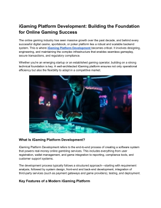 iGaming Platform Development: Building the Foundation for Online Gaming Success