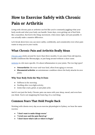 How to Exercise Safely with Chronic Pain or Arthritis