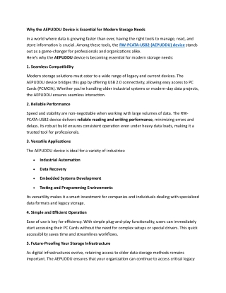 Why the AEPUDDU Device is Essential for Modern Storage Needs
