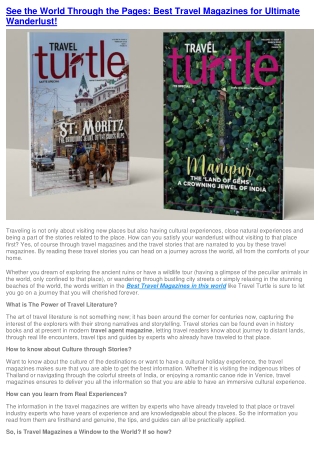 See the World Through the Pages