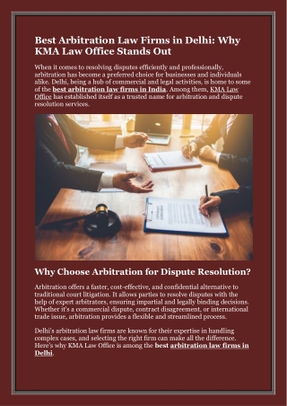 Best Arbitration Law Firms in Delhi