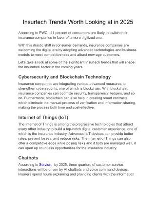 Insurtech Trends Worth Looking at in 2025