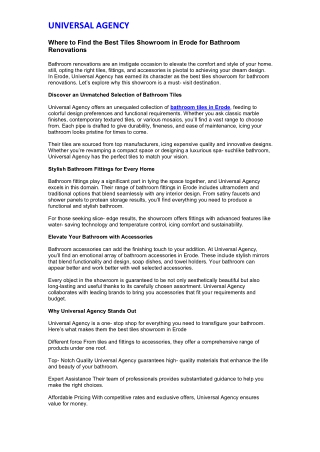 Where to Find the Best Tiles Showroom in Erode for