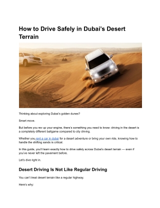 How to Drive Safely in Dubai’s Desert Terrain