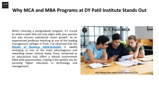 Why MCA and MBA Programs at DY Patil