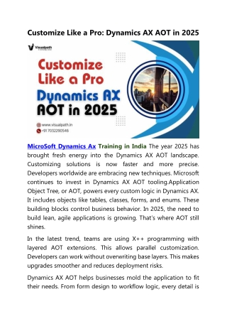 Enroll Now MicroSoft Dynamics Ax Training in India - Visualpath