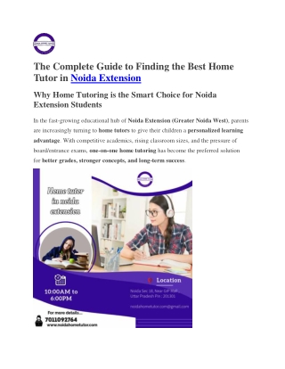 Excellent Home tutor in Noida Extension