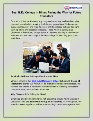 Best B.Ed College in Bihar