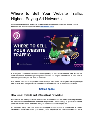 Where to Sell Your Website Traffic_ Highest Paying Ad Networks