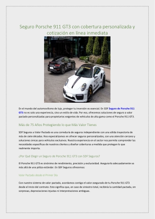 seguro Porsche 911 GT3