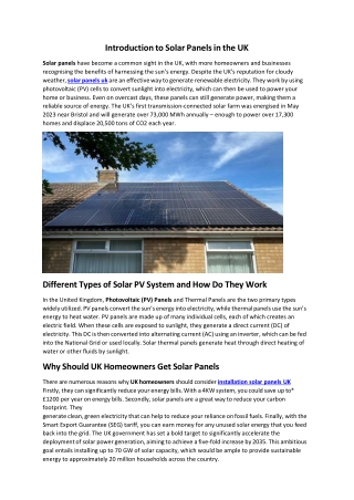 Solar Panels UK