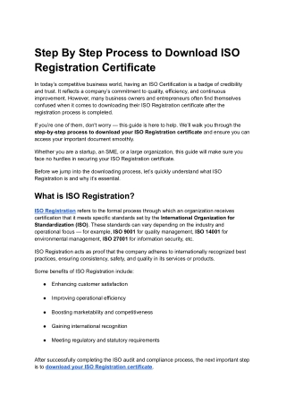 Step By Step Process to Download ISO Registration Certificate