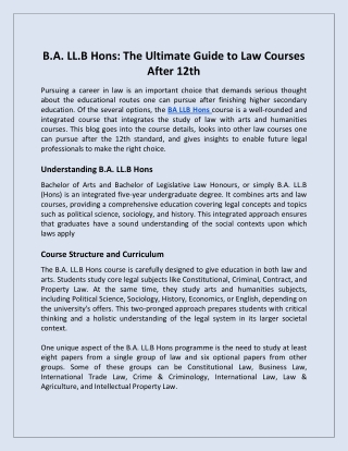 B.A. LL.B Hons The Ultimate Guide to Law Courses After 12th