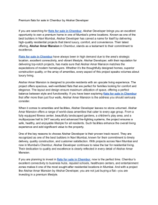 premium flats for sale in Chembur by Akshar Developer