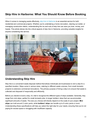 Skip Hire in Harborne What You Should Know Before Booking