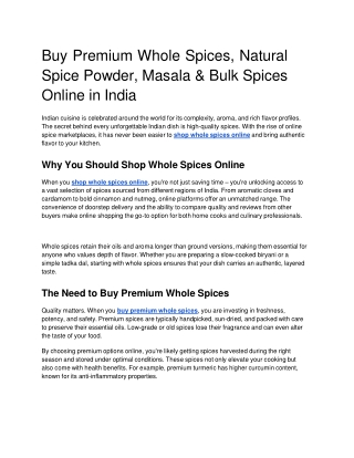 Buy Premium Whole Spices, Natural Spice Powder, Masala & Bulk Spices Online in India