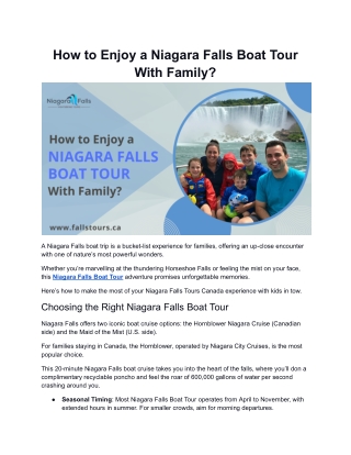 How to Enjoy a Niagara Falls Boat Tour With Family?