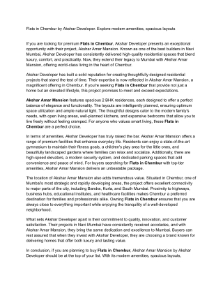 Flats in Chembur by Akshar Developer Explore modern amenities, spacious layouts