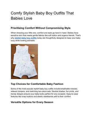 Comfy Stylish Baby Boy Outfits That Babies Love