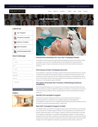 Oneaesthetics - Hair Transplant Surgery Cost in Gurgaon
