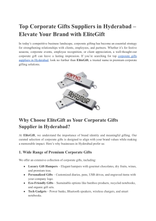 Top Corporate Gifts Suppliers in Hyderabad – Elevate Your Brand with EliteGift