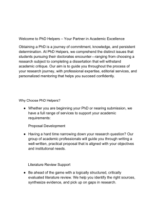 Welcome to PhD Helpers – Your Partner in Academic Excellence