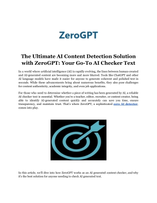 The Ultimate AI Content Detection Solution with ZeroGPT_ Your Go-To AI Checker Text