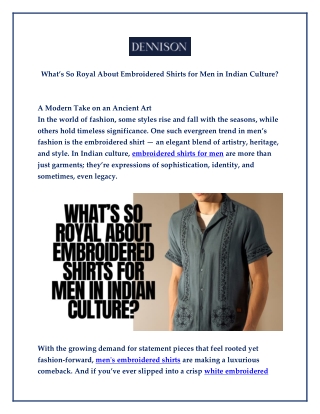 What’s So Royal About Embroidered Shirts for Men in Indian Culture