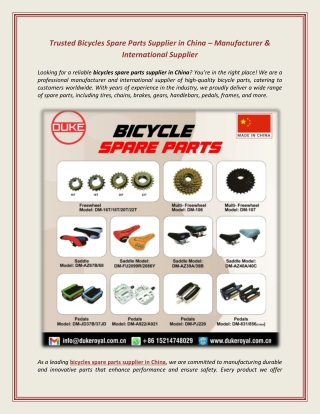 Trusted Bicycles Spare Parts Supplier in China