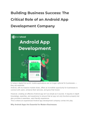 Boost Your Business Growth with an Expert Android App Development Company