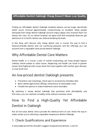 Affordable Dentist Oakleigh Cheap Doesn’t Mean Low Quality