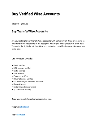 Buy Verified Wise Accounts