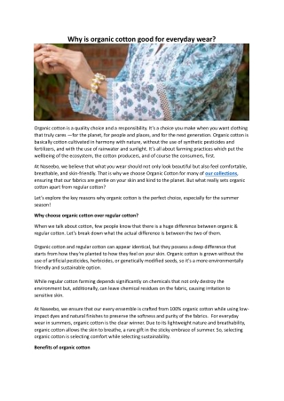 Why is organic cotton good for everyday wear