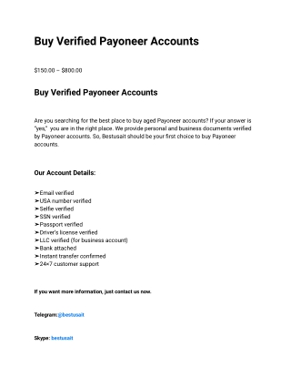 Buy Verified Payoneer Accounts