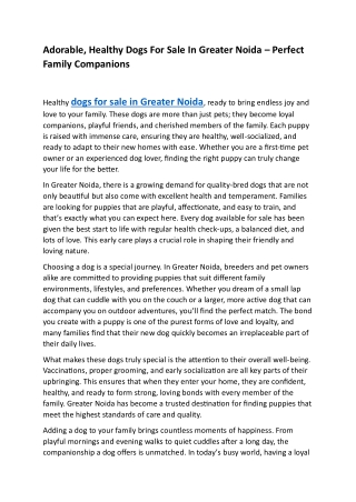 Dogs for sale in greater noida