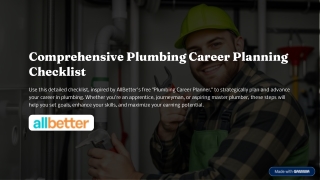 Comprehensive Plumbing Career Planning Checklist