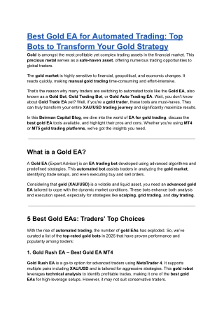Gold EA: Trade smarter with Fast Gold Scalper EA & more