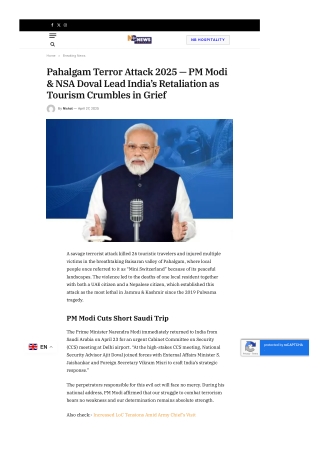 Pahalgam Terror Attack 2025 — PM Modi & NSA Doval Lead India’s Retaliation as Tourism Crumbles in Grief